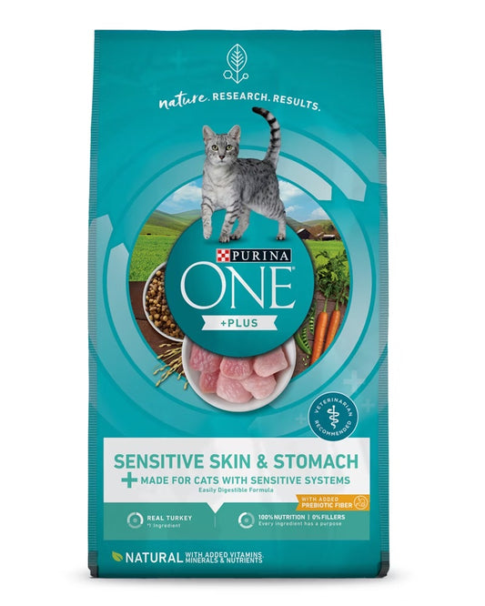 Purina ONE +Plus Sensitive Skin and Stomach Natural Dry Cat Food 3.5 LB