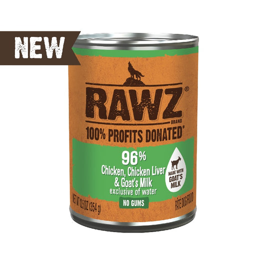 Rawz With Goat's Milk 96% Chicken & Chicken Liver Canned Dog Food 12.5 oz