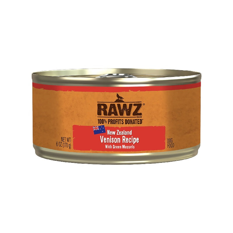 Rawz 94% Venison Recipe with Green Mussels Pate Canned Dog Food 6oz