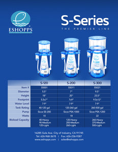 Eshopps S-120 Space Saving G4 Protein Skimmer