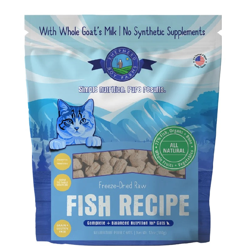 Shepherd Boy Farms Freeze-Dried Raw Fish Recipe Cat Food 12oz
