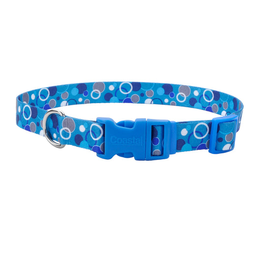 Coastal Styles Adjustable Dog Collar Blue Bubbles