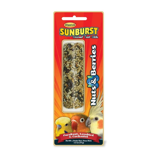 Higgins Sunburst Gourmet Treat Sticks Nuts & Berries for Parakeet, Lovebird and Cockatiel 2.8 oz