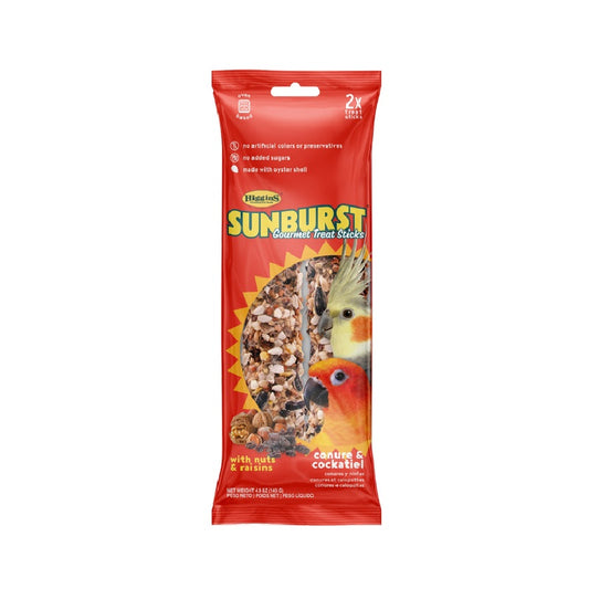 Higgins Sunburst Gourmet Treat Sticks Nuts & Raisins for Conure & Cockatiel 4.9 oz
