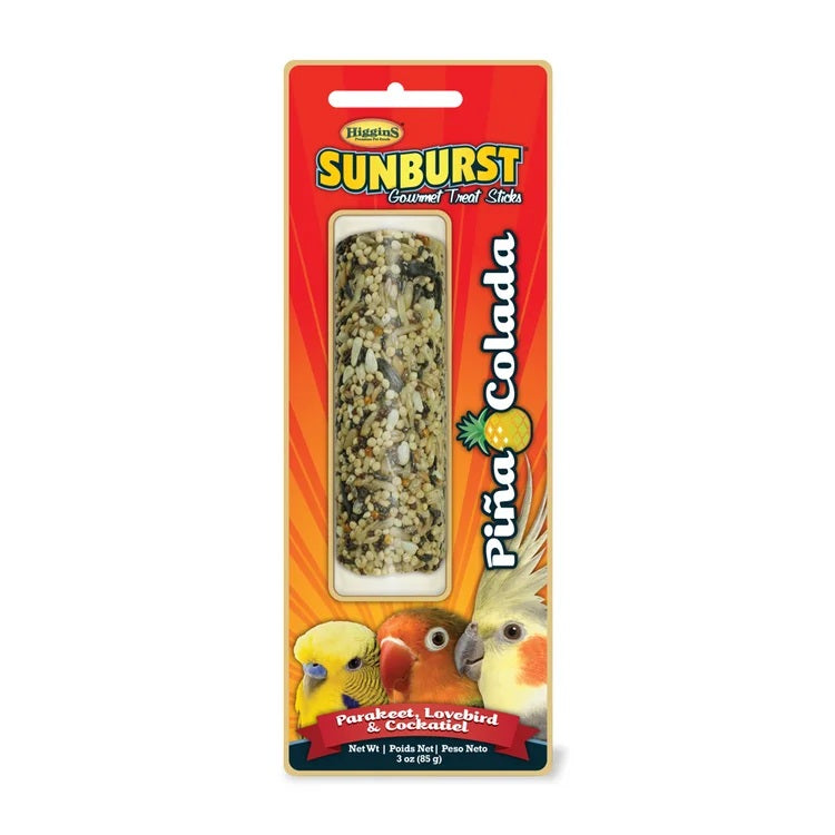 Higgins Sunburst Gourmet Treat Sticks Pina Colada for Parakeet, Lovebird and Cockatiel 3 oz