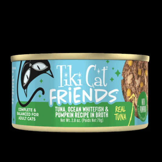 Tiki Cat Friends Tuna, Ocean Whitefish & Pumpkin Recipe in Broth 2.8oz