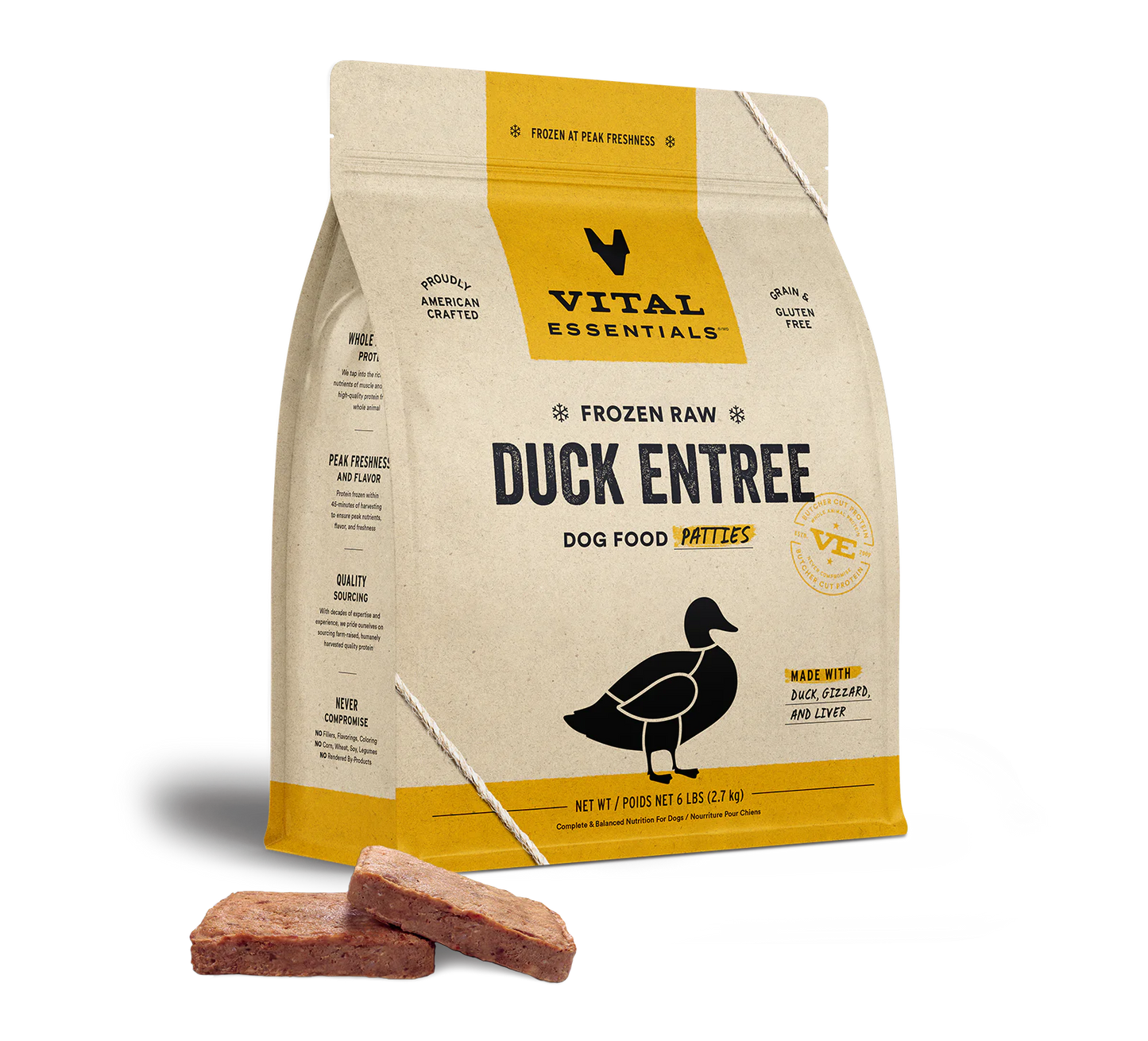 Vital Essentials Frozen Raw Duck Entree Dog Food Patties