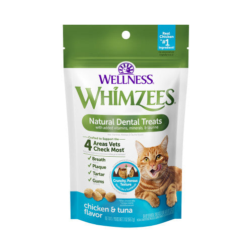 Whimzees Wellness Natural Dental Cat Treats Chicken & Tuna Flavor, 2 oz.