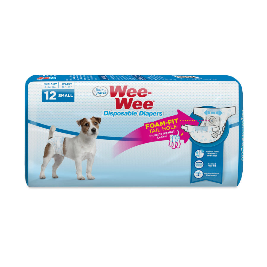 Four Paws Wee-Wee Disposable Dog Diapers, Small 12 Count