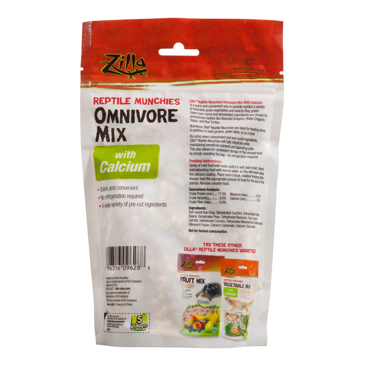 Zilla Reptile Munchies Omnivore Mix with Calcium Reptile Food