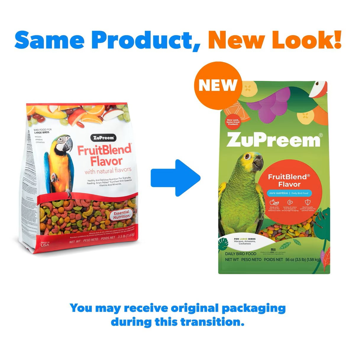 ZuPreem FruitBlend Flavor with Natural Flavors Daily Large Bird Food