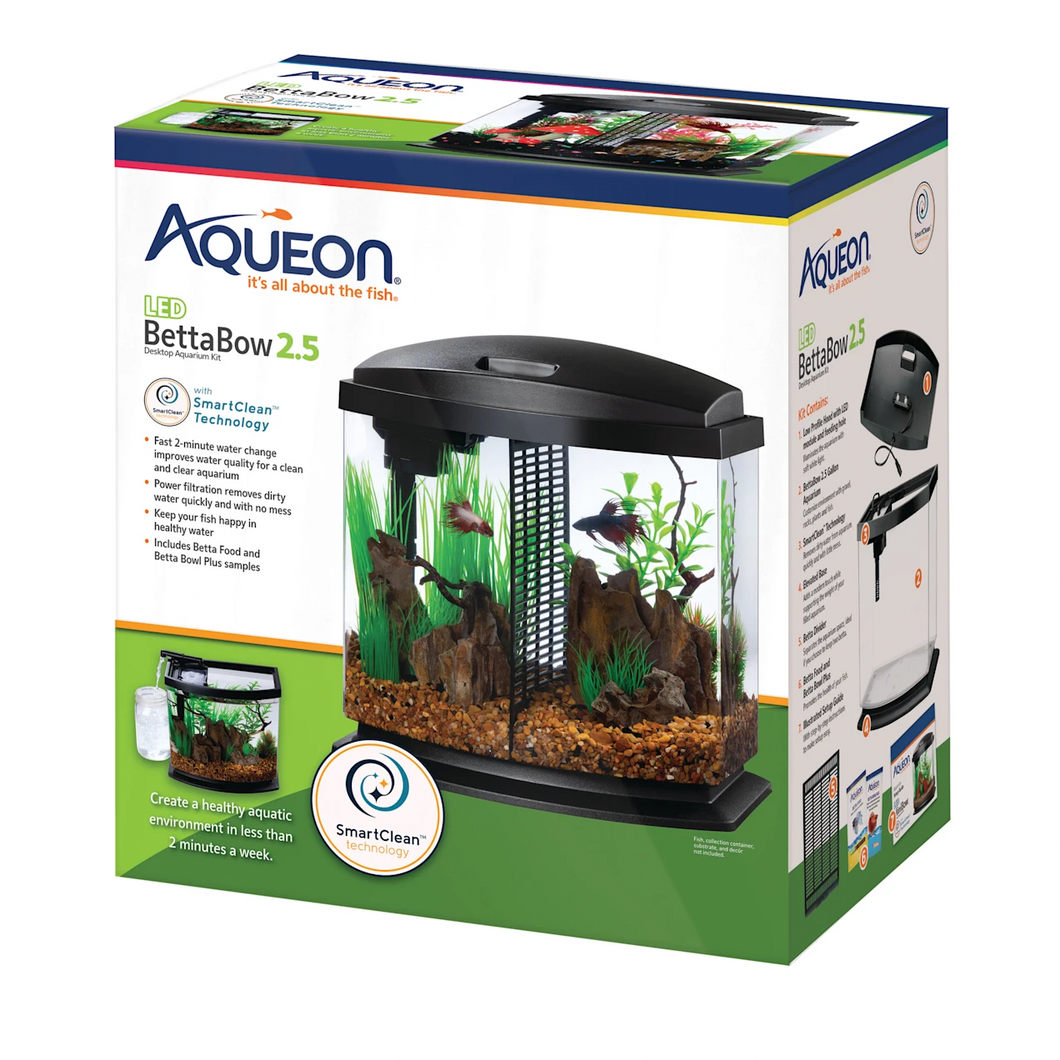 Aqueon SmartClean 2.5 Gallon LED BettaBow Kit
