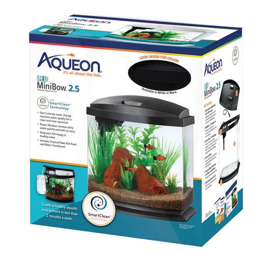 Aqueon SmartClean 2.5 Gallon LED MiniBow Kit Black