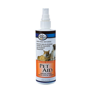 Four Paws Pet Aid Medicated Anti-Itching Spray for Dogs & Cats 8 oz.