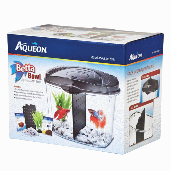 Aqueon Betta Bowl 0.5 Gallon Kit Black