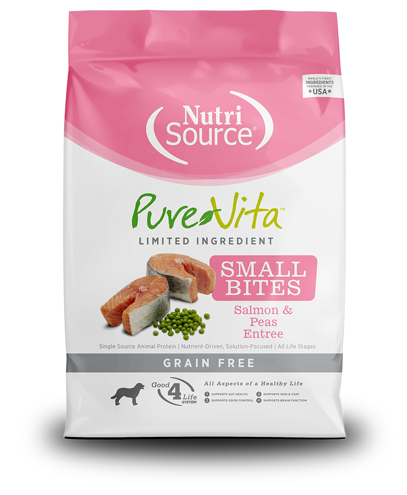 NutriSource Pure Vita Small Bites Salmon & Peas Kibble