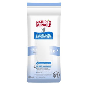 Nature's Miracle Deodorizing Bath Wipes for Dogs Clean Breeze, 100 Count