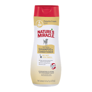 Nature's Miracle Oatmeal Shampoo & Conditioner for Dogs Pistachio Cream 16 oz.